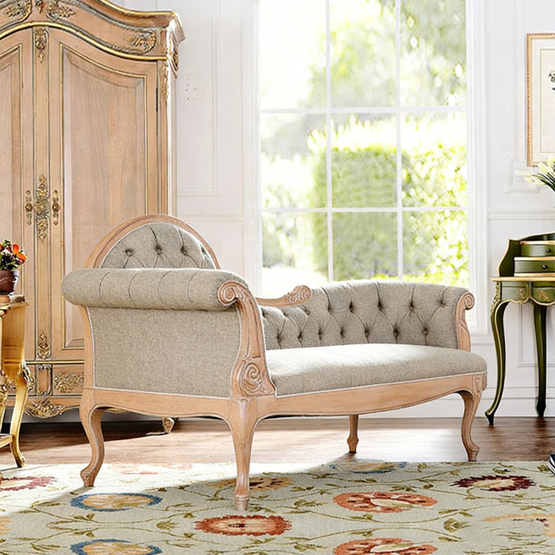 Fauteuil de princesse en bois massif vert de 67,72 po de style américain
