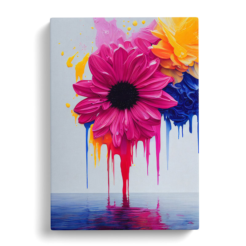 Paint Drips Flowers No.2 Abstract - Wrapped Canvas Print, 60cm H x 40cm W x 3cm D