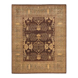Tapis unique brun foncé / beige noué à la main Vasthi Mogul 8 pi 1 po x 10 pi 6 po