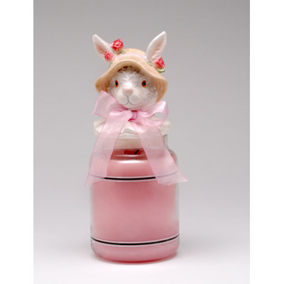 Décoration pour pot de bougie Lapin rosé - 12,7 cm (5 po) de hauteur