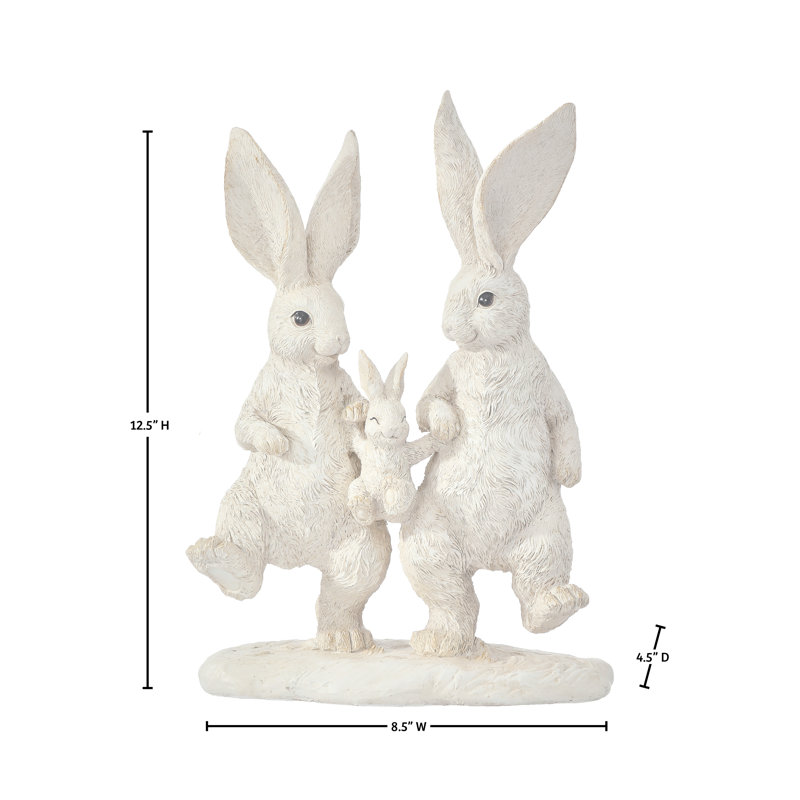 Famille de lapins 12,5 po en résine