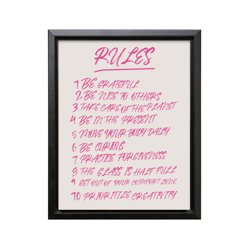 Rules No1, Black Framed, Canvas, 18"H x 24"W