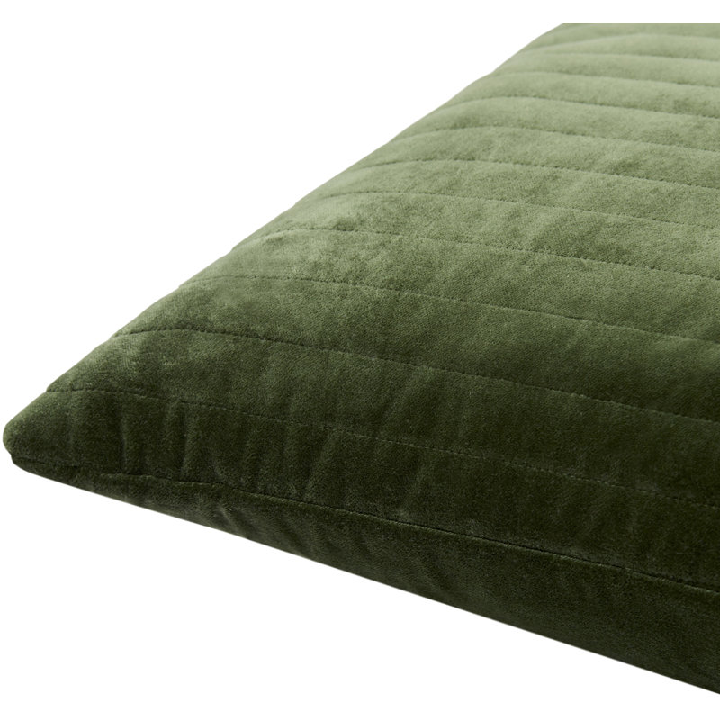 Coussin en coton Beyerne, 20 po x 20 po, Duvet, Vert moyen
