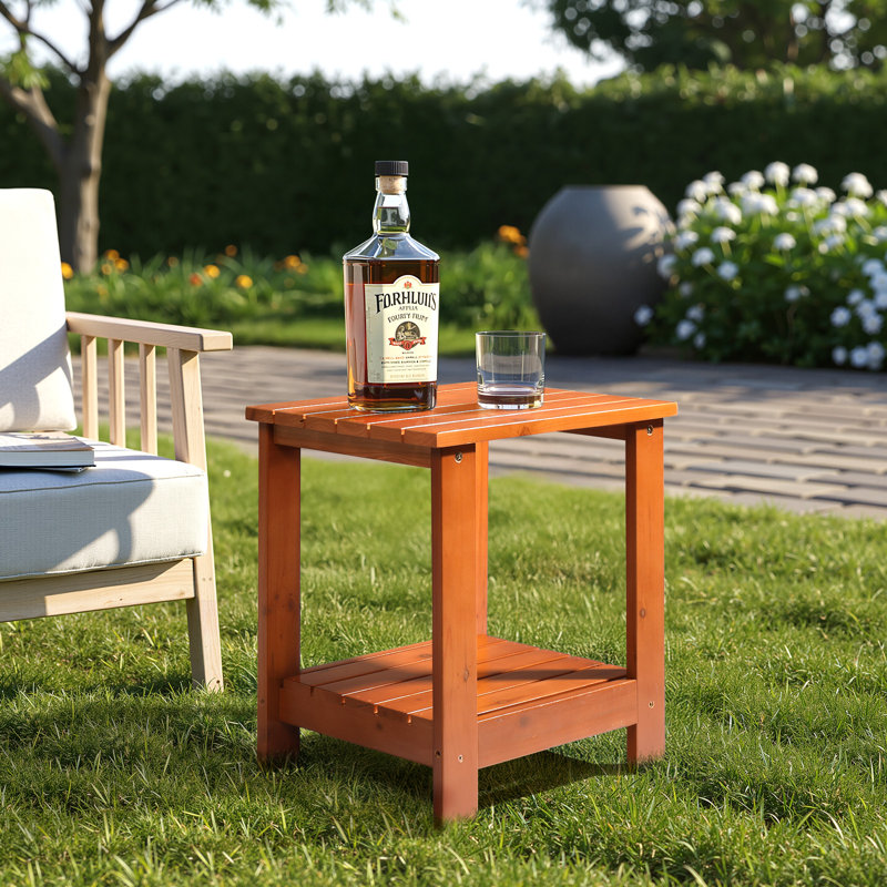 Table d'appoint pour patio en bois de teck double couche