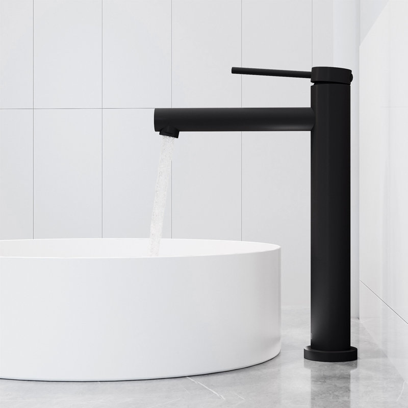 Jewel 11 in. Vessel Bathroom Sink Faucet, Matte Black
