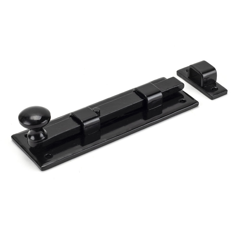 Straight Knob Bolt, 5.2cm H x 15.8cm W x 3.4cm D, Black