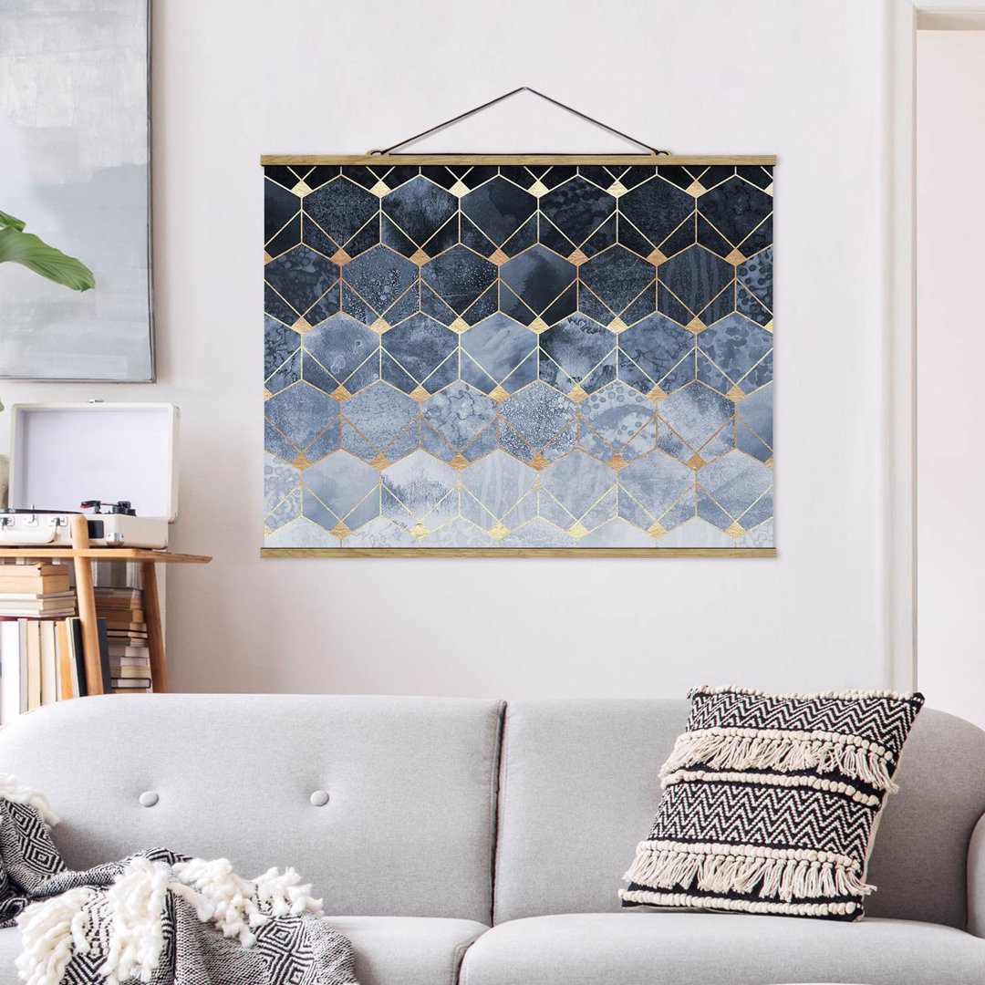 Wandbild Blue Geometry Golden von Elisabeth Fredriksson