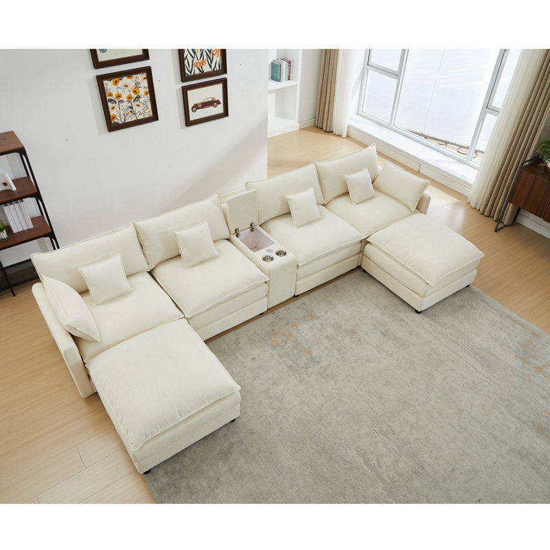 Canapé modulaire inclinable rembourré, Gris