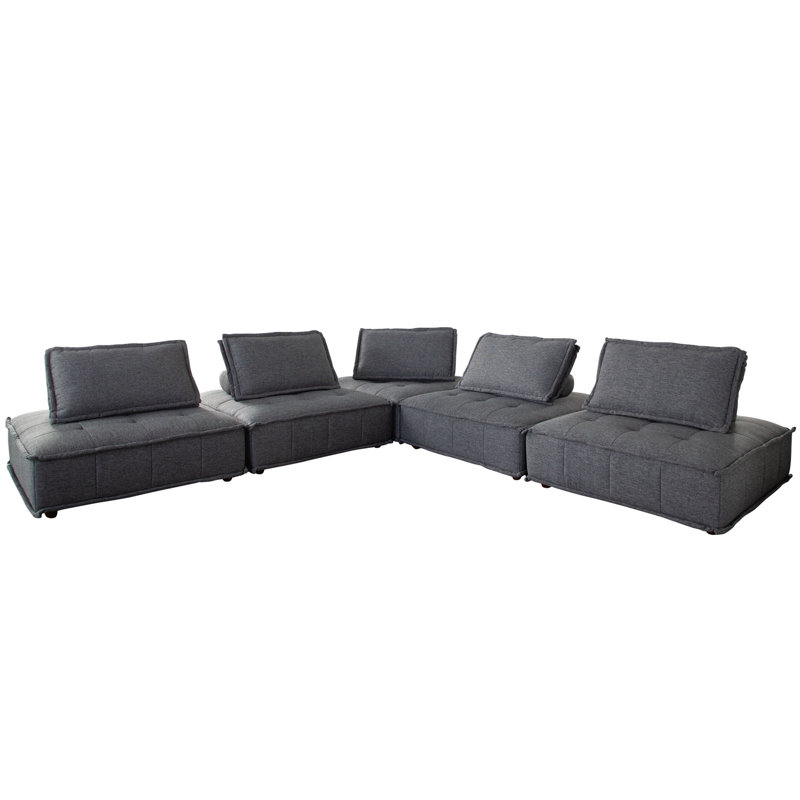 Sand Fabric Five-Piece Modular Sectional Sofa