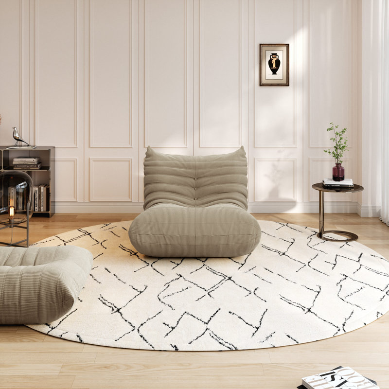 Compression Fireside Chair Bean Bag Chair Lazy Floor Sofa, Armless Foam Sofa Lounger Tatami Recliner Sofa For Living Room Bedroom Dorm Office