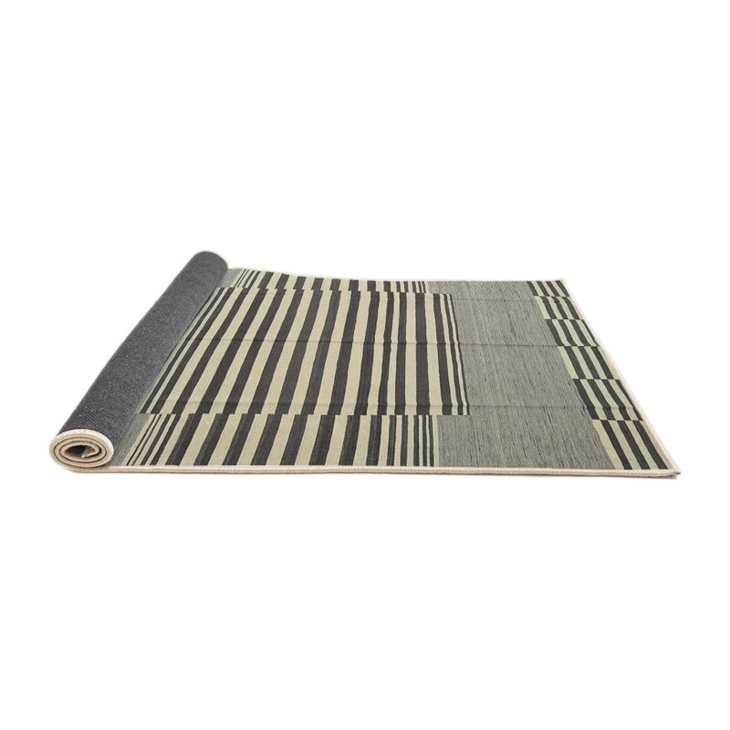 Tapis contemporain gris / noir, Rond 8 pi