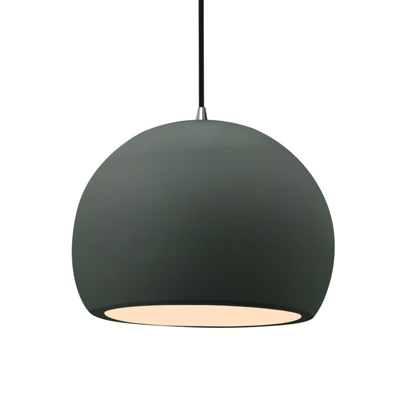 Luminaire suspendu à 1 lumière Aschwin, H 9,25 po x l 12,25 po x P 12,25 po, Étain, vert, Nickel brossé