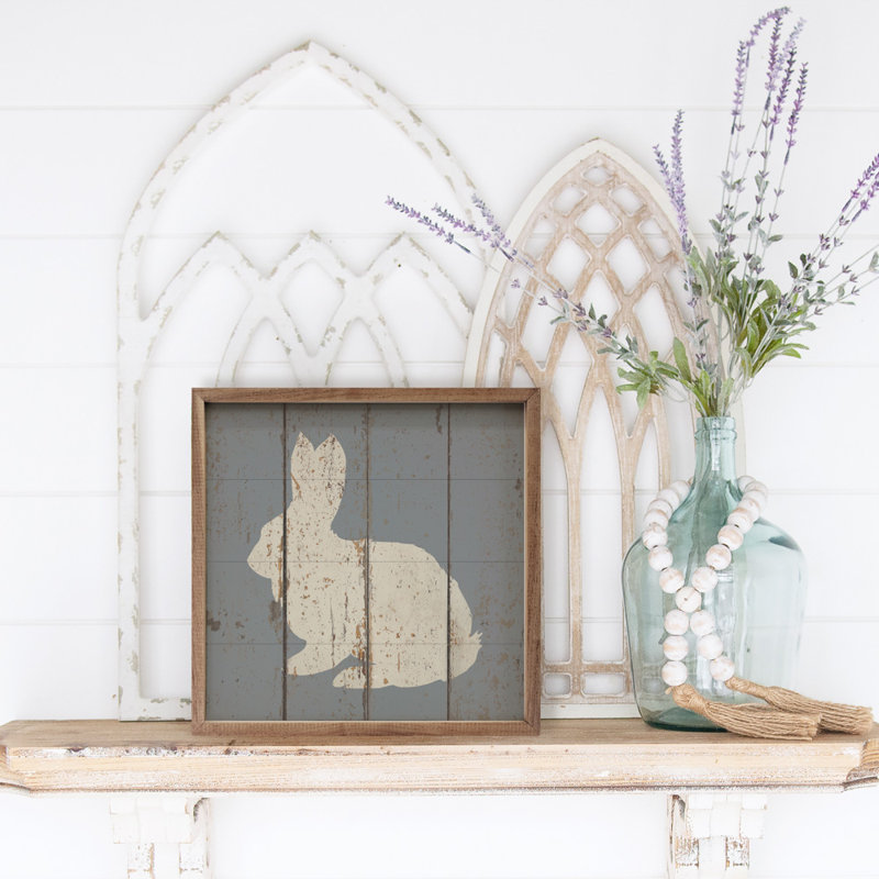 Lapin accroupi - vert, Bleu, H 12 po x l 12 po x P 1 po
