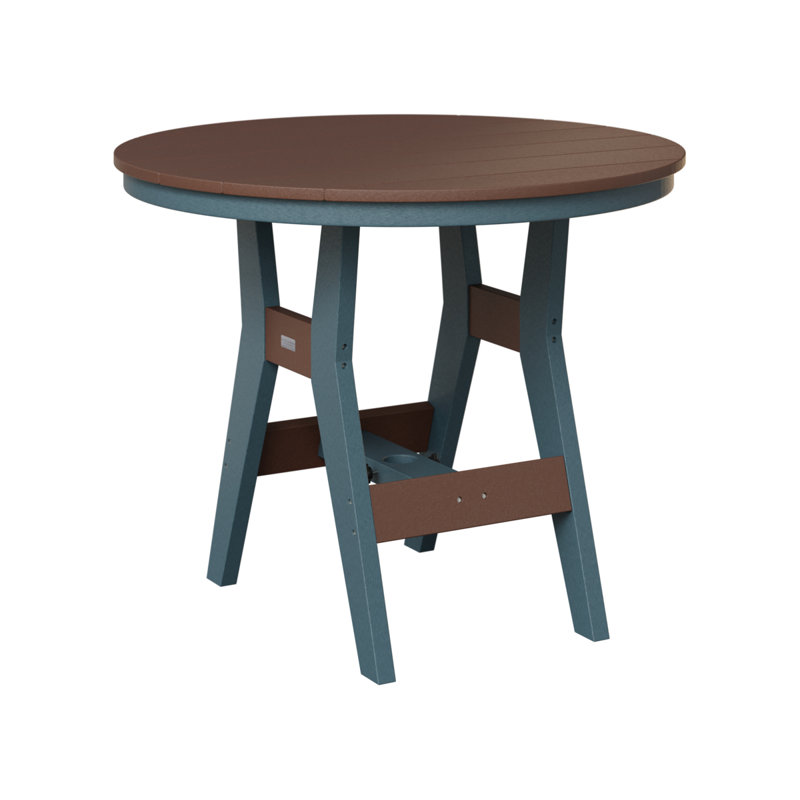 Harbor Outdoor Round Dining Table, Slate, Chocolate Brown
