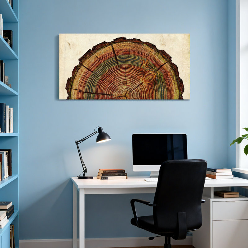 Plants & Flowers Tree Ring Pattern Art Print Canvas, 20" H x 40" W