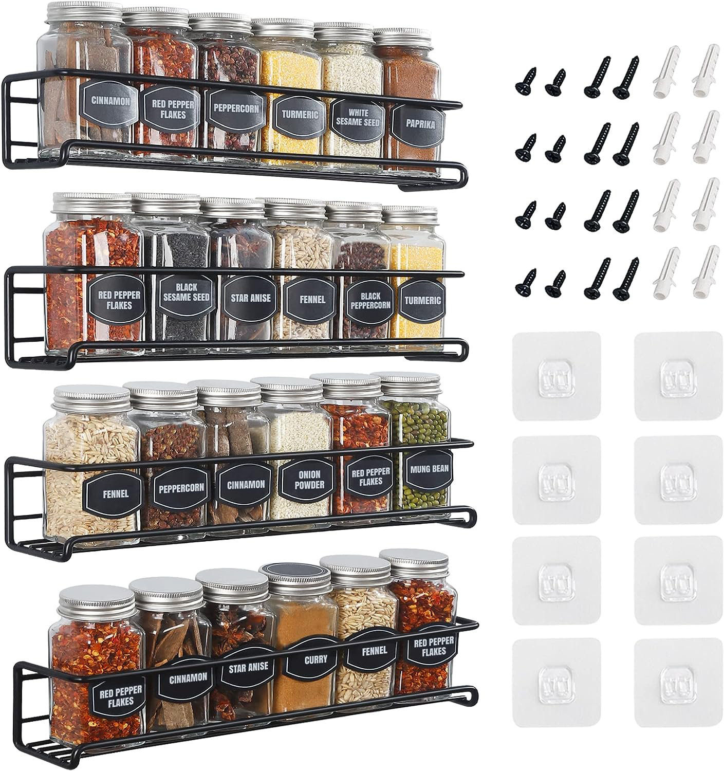 Prep Savour Spice Rack Wall Mount 4 Tier Space Saving Wall