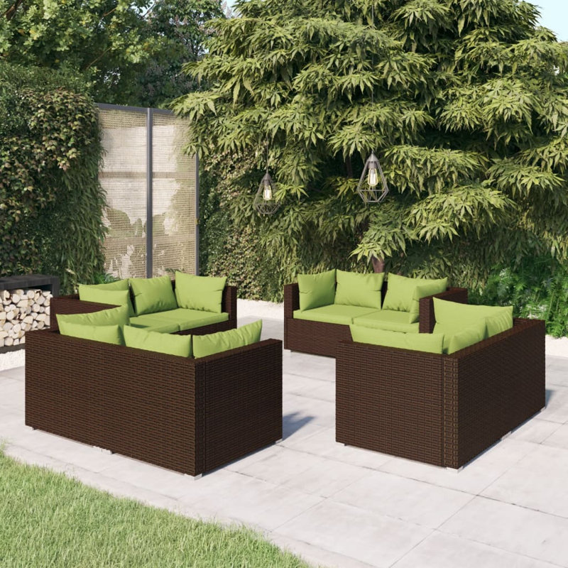 Ensemble modulaire de patio de 27,6 po de largeur avec coussins, Rouge, Brun