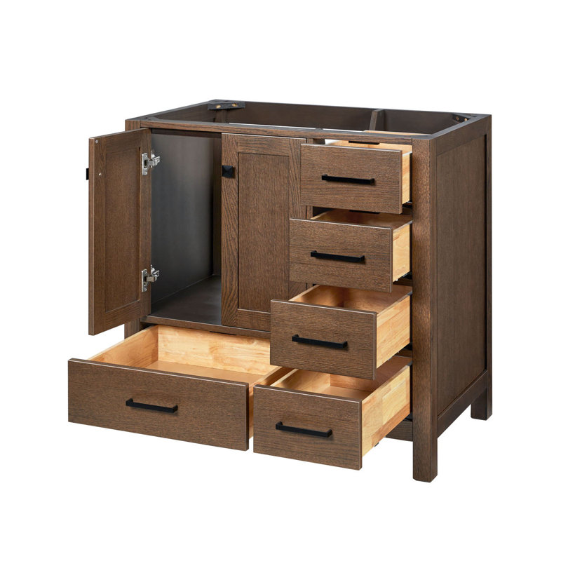 Panchuri 36" Single Bathroom Vanity Base Only, Brown Oak