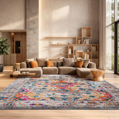 Tapis gris / fuchsia Felty 154