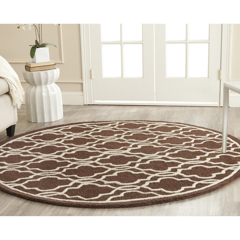Cannen Hand Tufted Wool Geometric Rug, Round 6'
