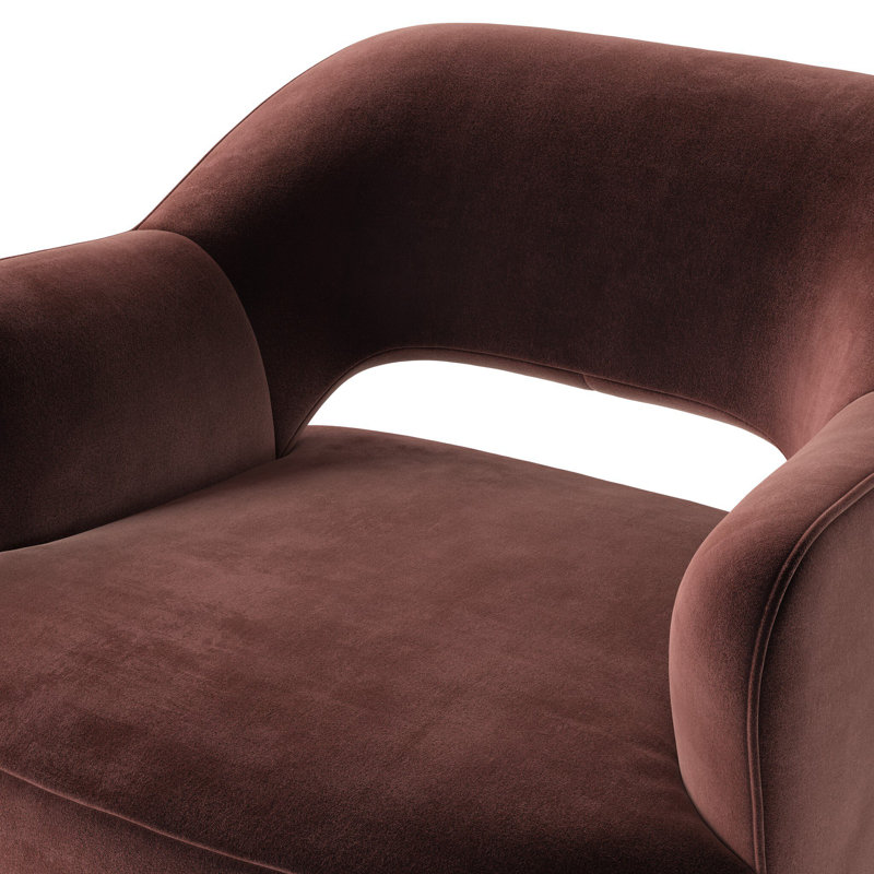 BLYTHE Swivel Armchair Chair with Ottoman, Surrey Plum Cotton Blend