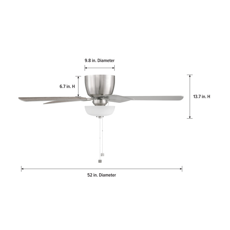 Gallant 52 in. LED Indoor/Covered Outdoor Matte Black Hugger Ceiling Fan with Pull Chain Control and Bulbs Included