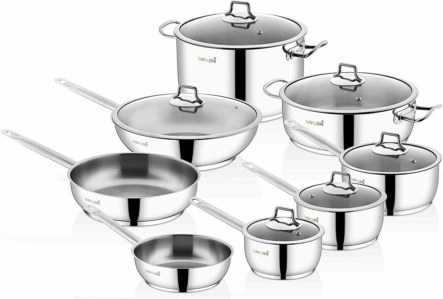 OXO Mira Tri-Ply Stainless Steel, 1.5QT and 3QT Saucepan Pot Set with Lids,  Induction, Multi Clad, Dishwasher and Metal Utensil Safe