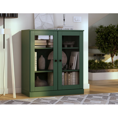 Bibliothèque courte Palace Imports 100% bois massif avec portes en verre, tablettes réglables, bibliothèque modulaire, l 32 po x H 35,75 po