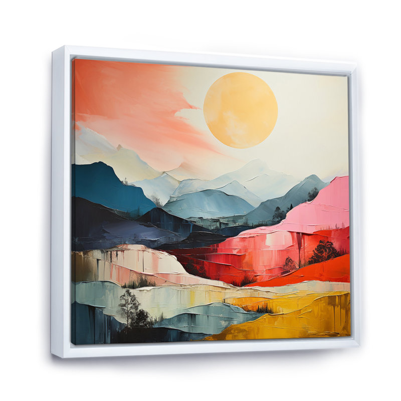 Janmarie «Pastel Bold Sunset Landscape I», reproduction, Cadre flottant blanc, H 24 po x l 24 po x P 1 po