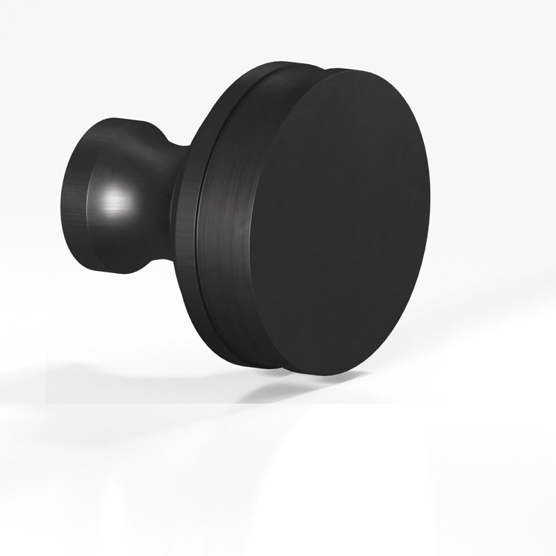 Round, Smooth Sandwich Cabinet Knob, Matte Satin Black, 1.5"