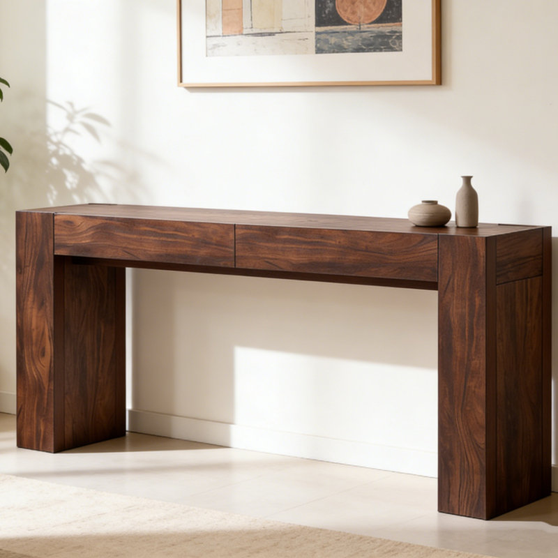 63-Inch Farmhouse Console Table - Rectangular Sofa Table Behind Couch, Entryway Table For Foyer, Hallway, Living Room