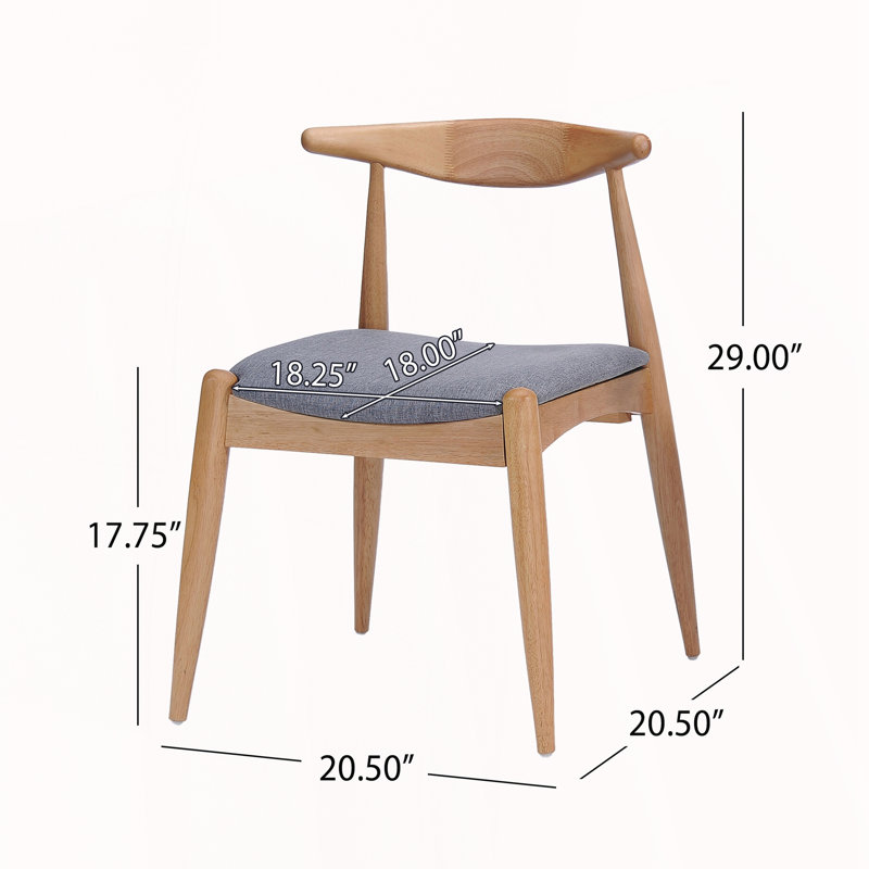 Ensemble de 2 chaises de salle à manger en bois d'hévéa avec dossier ergonomique, Gris, Naturel