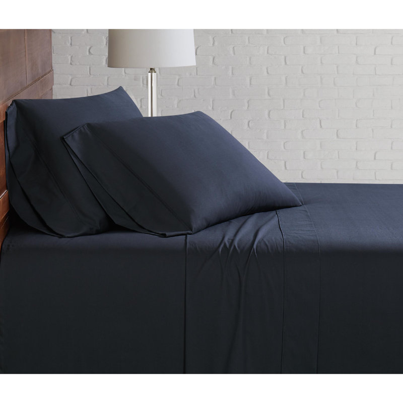 100% Cotton Standard Sheet Set, Black, Queen Sheet Set with 2 Pillowcases