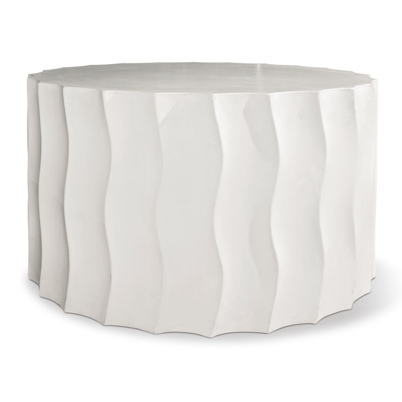 Ivory White Ceramic 26" Outdoor Accent Side Table