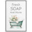 «Fresh Soap and Water Daisies In The Bathaign», décoration de salle de bain mignonne encadrée sur toile-392372541-392372542