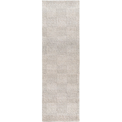 Tapis géométrique blanc cassé / gris / ivoire / noir en laine tissée à la main Becker