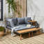 Medota 4-seater modular aluminum and acacia garden lounge set-92324876