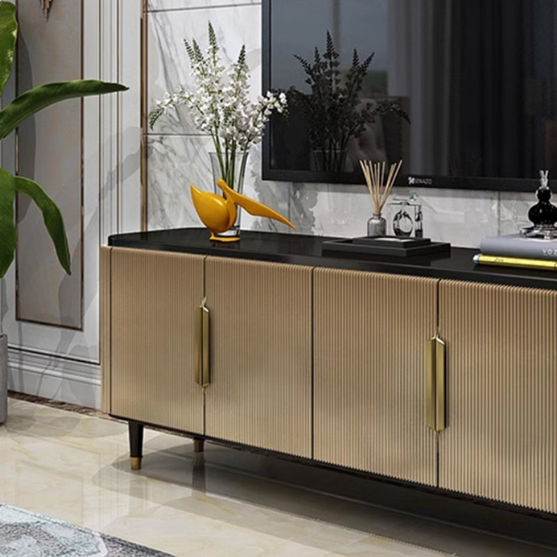 Light luxury elegant design TV cabinet, Gold/Black