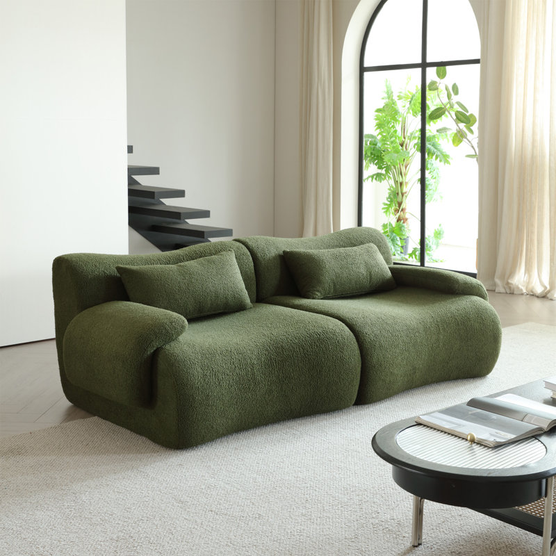 2-Piece Two Seaters Compression Sectional Sofa,Modular Couch, Green