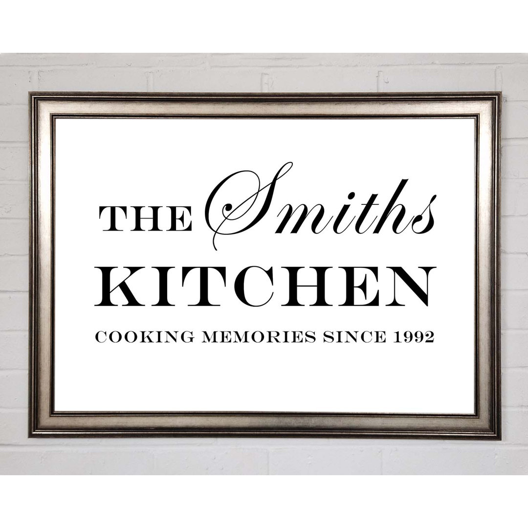 Gerahmtes Poster Kitchen Quote Your Family Name And Date Kitchen White