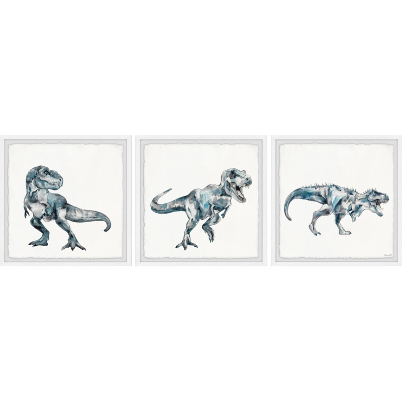 Leopoldo Bite and Fight T-Rex, ensemble de 3 reproductions encadrées, H 32 po x l 32 po x P 1,5 po