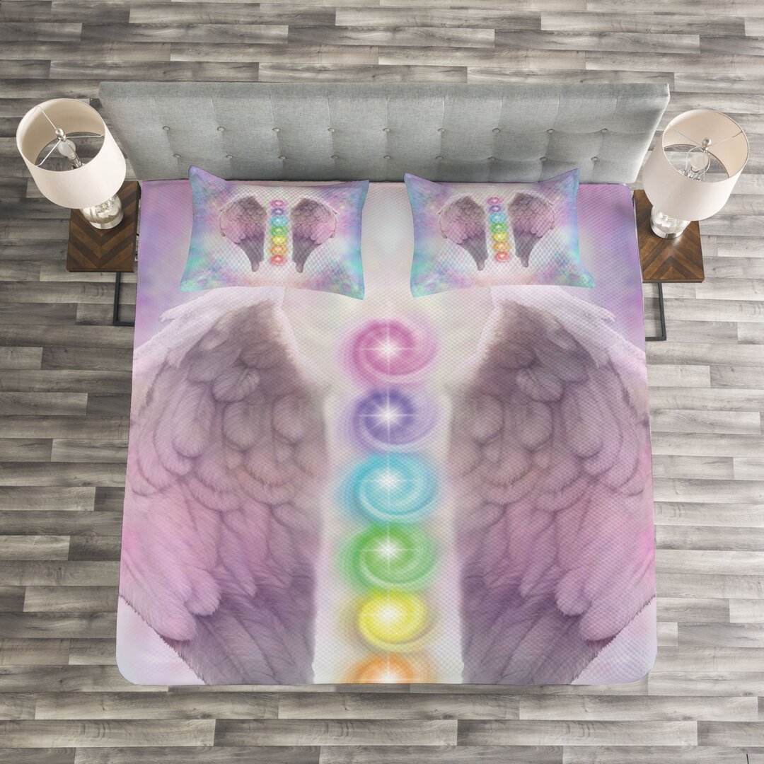 Gestepptes Bettdecken-Set, Color Balls, angel Wings, Mehrfarbig