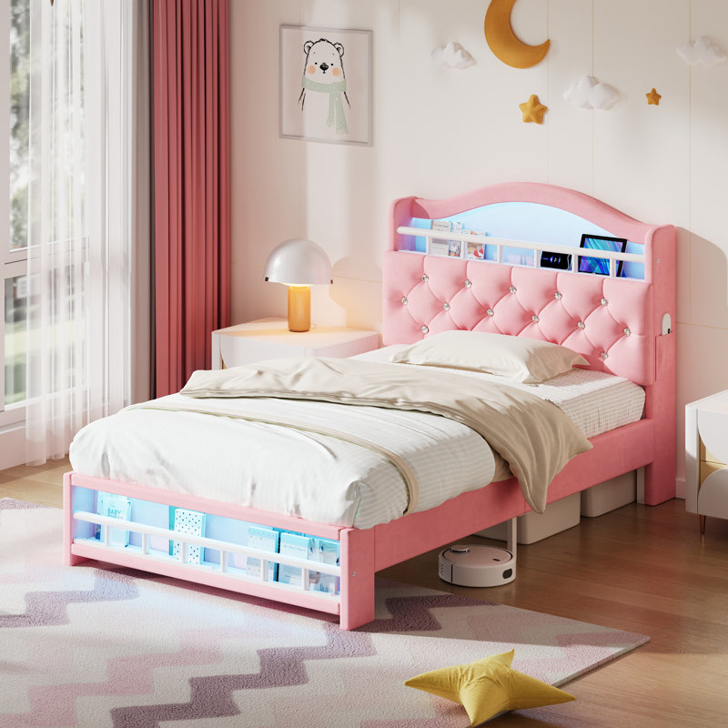 Ottoman Storage Bed, Pink