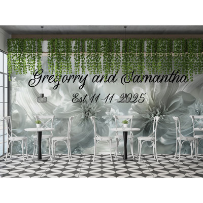 White Fantasy Floral Wallpaper – Dreamlike Soft Blooming Flowers Wall Mural – Elegant Light Petal Backdrop For Romantic Bedroom Or Bridal Decor