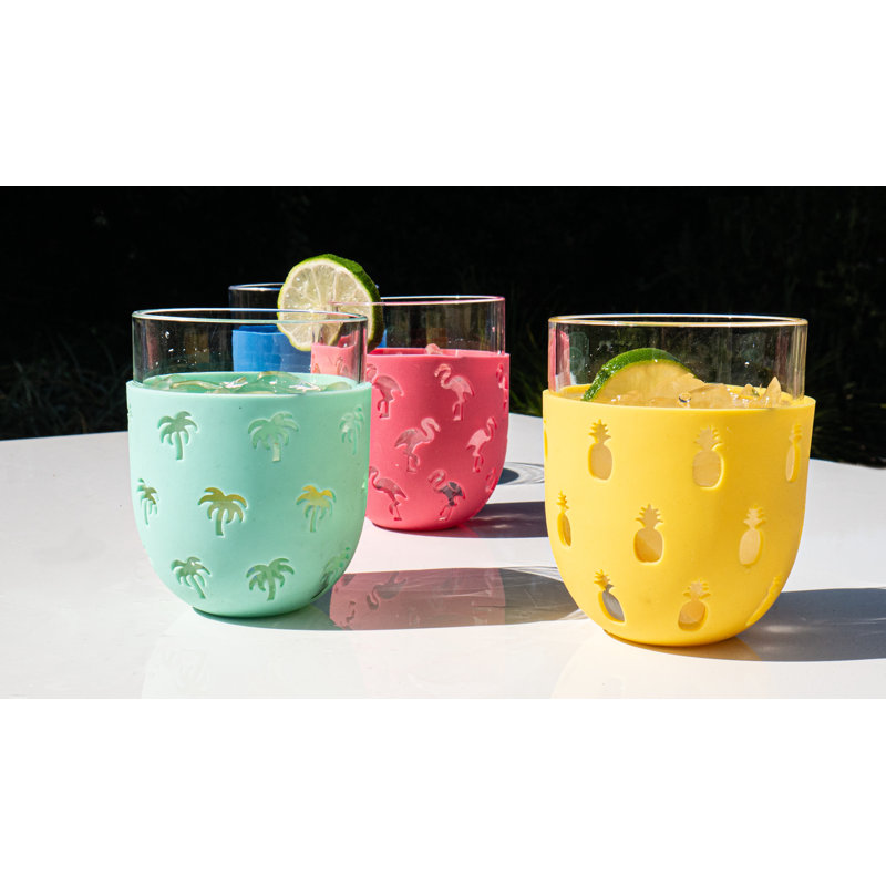 Verre à vin sans pied en acrylique Palm Party Party - Bleu sarcelle - 15,5 oz