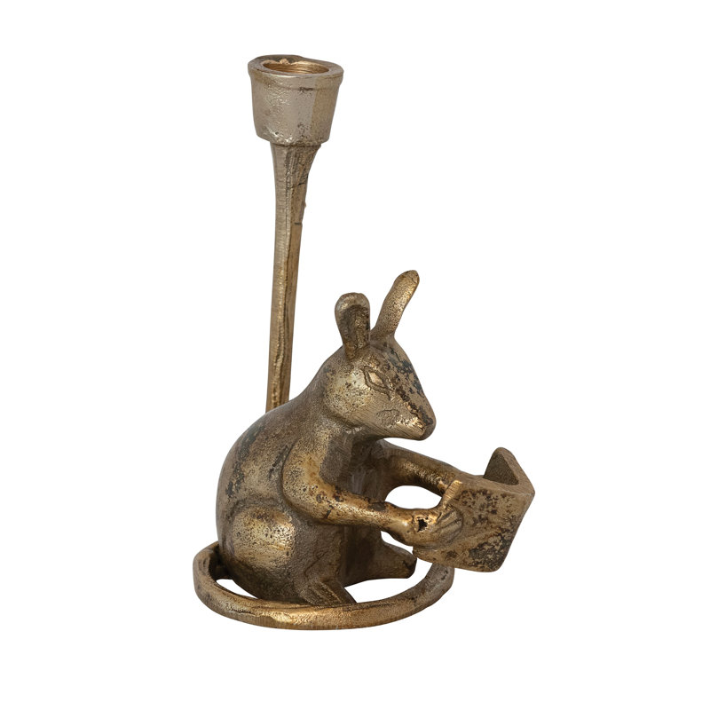 Cast Aluminum Mouse Shaped Taper Candle Holder