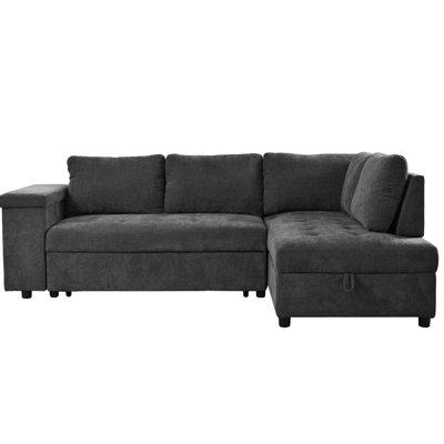 En forme de L avec lit escamotable et espaces de rangement pratiques - Style caché gris