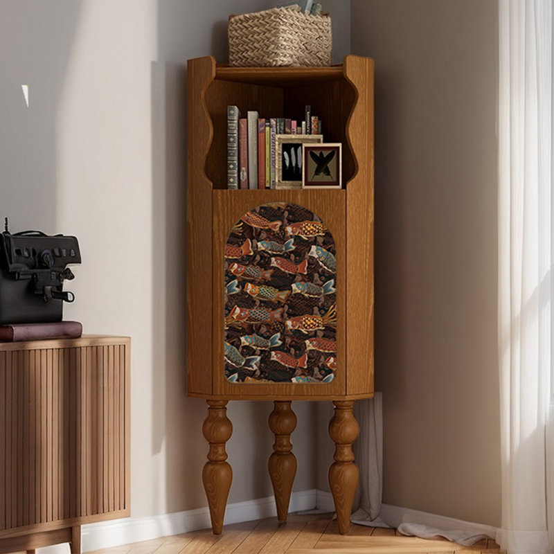 Bibliothèque d'angle moderne et multifonctionnelle en bois, Brun