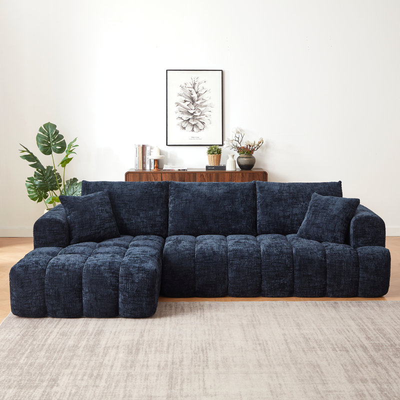 Canapé modulaire surdimensionné en L Chenille, design minimaliste, canapé-lit confortable pour les salons, les appartements et les espaces de réception