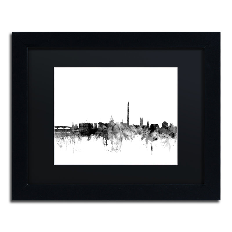 Horizon de washington dc, impression encadrée, H 11 po x l 14 po x P 0,5 po, Noir, Cadre argenté